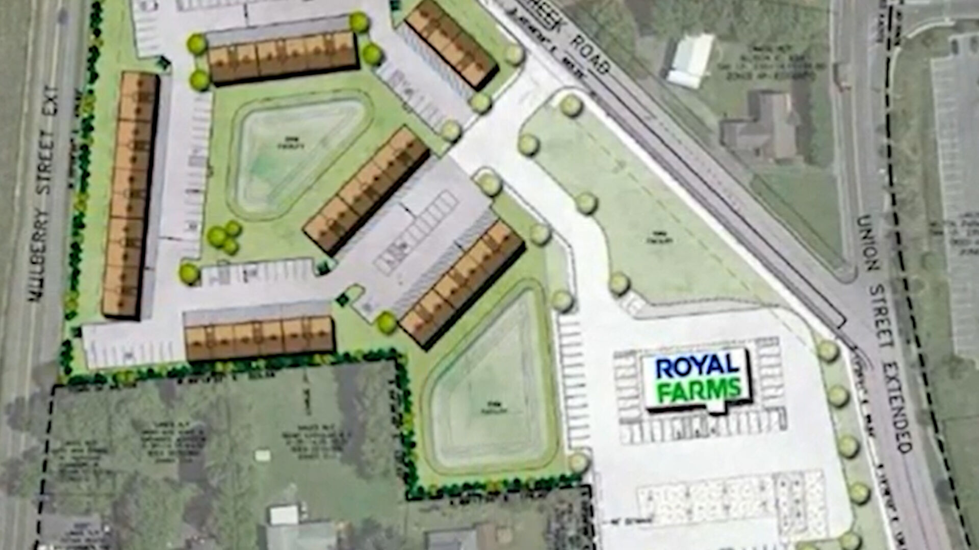 Schematics for Cedar Creek Business Park in Milton showing a Royal Farms
